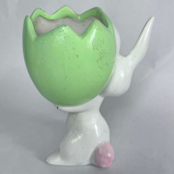Vintage Ceramic Anthropomorphic Bunny Rabbit Egg Planter Vase Easter Kitschy - Picture 6 of 14